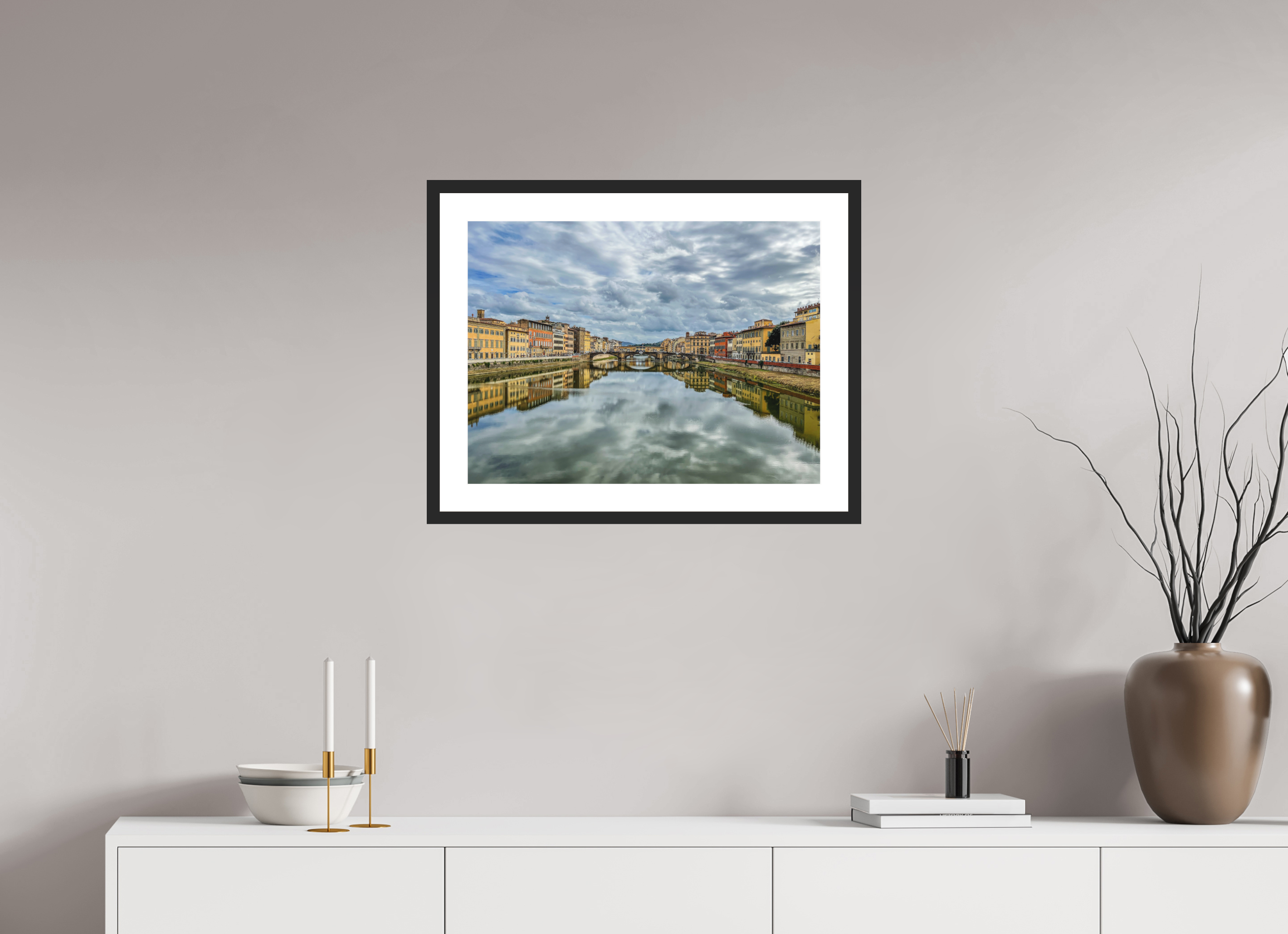 24 x 18″, Black Matte Frame Reflection of Florence