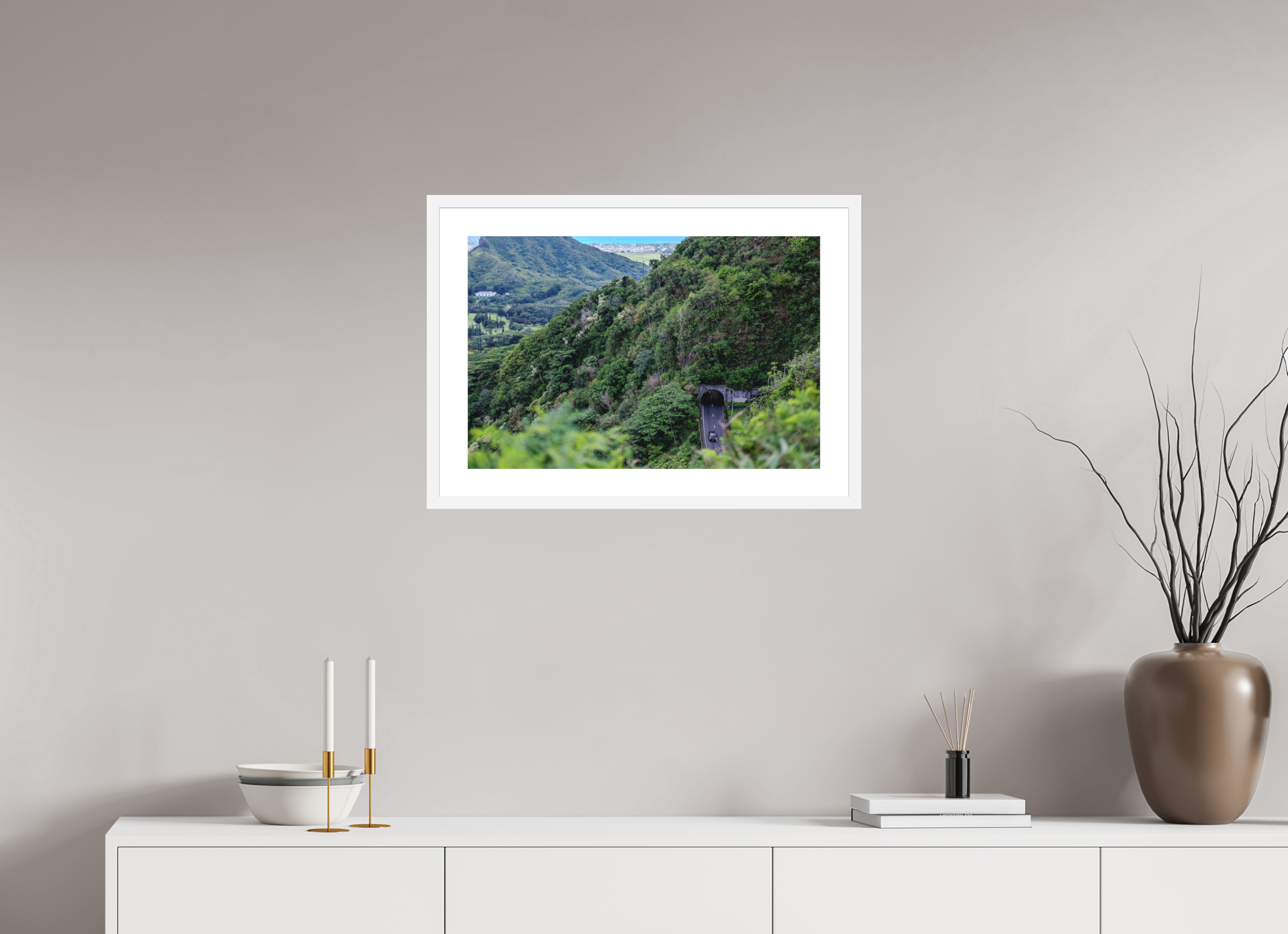 24 x 16″, White Frame Mountain Tunnel