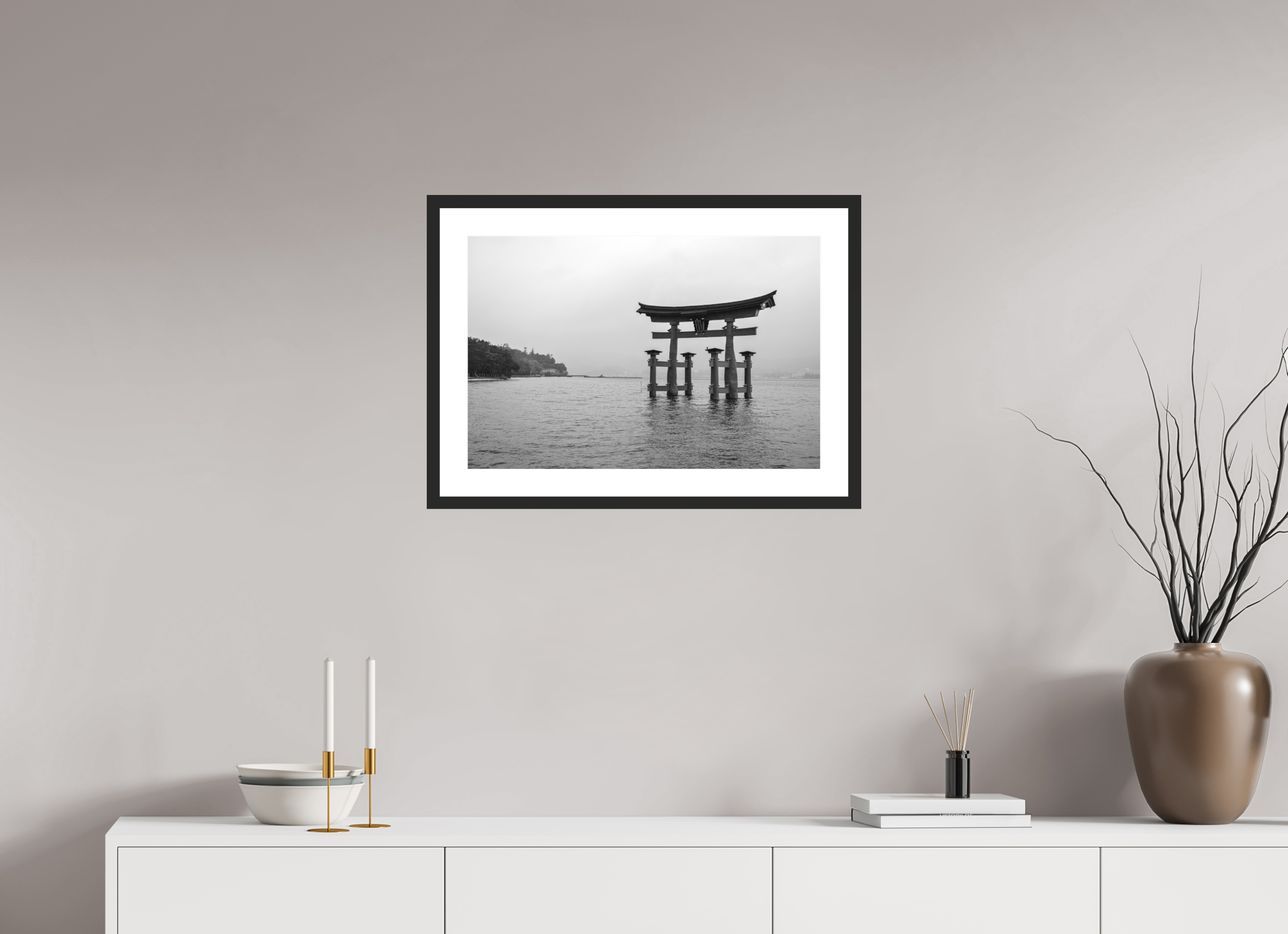 24 x 16″, Black Matte Museum Glass Floating Torii