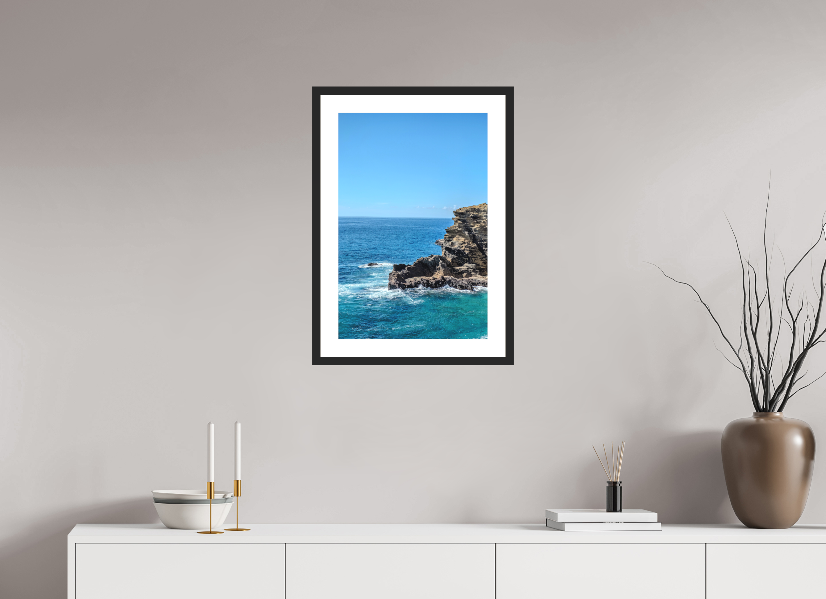 16 x 24″, Black Matte Frame Honolulu Cliffs