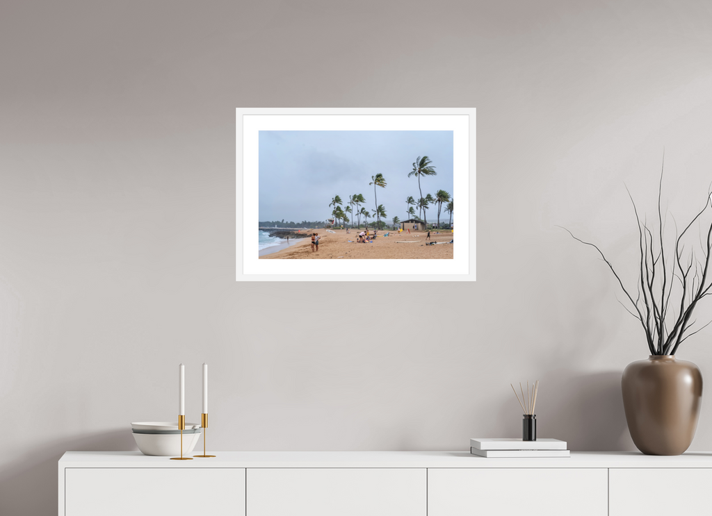 24 x 16″, White Frame Windy Beach