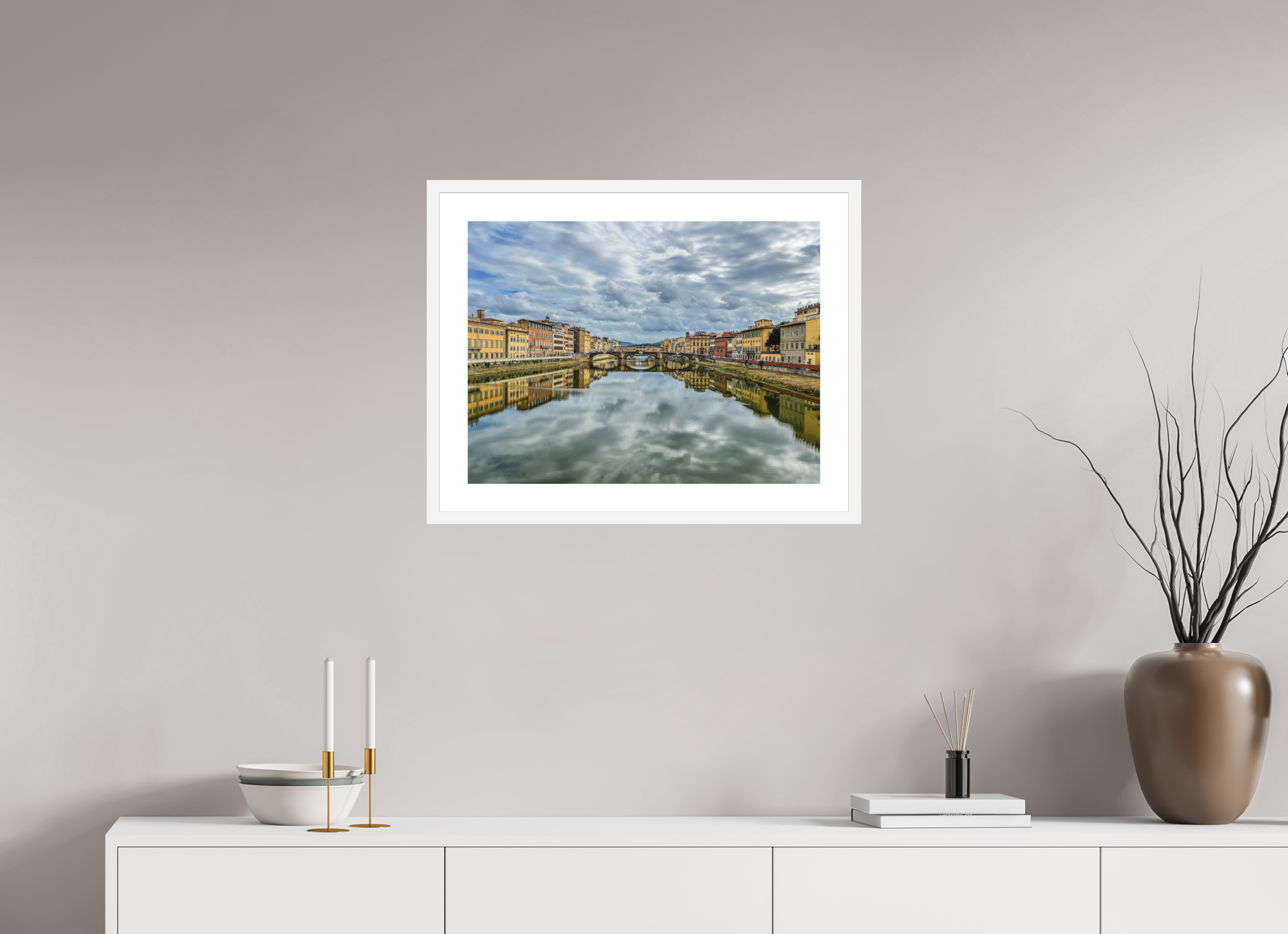 24 x 18″, White Frame Reflection of Florence