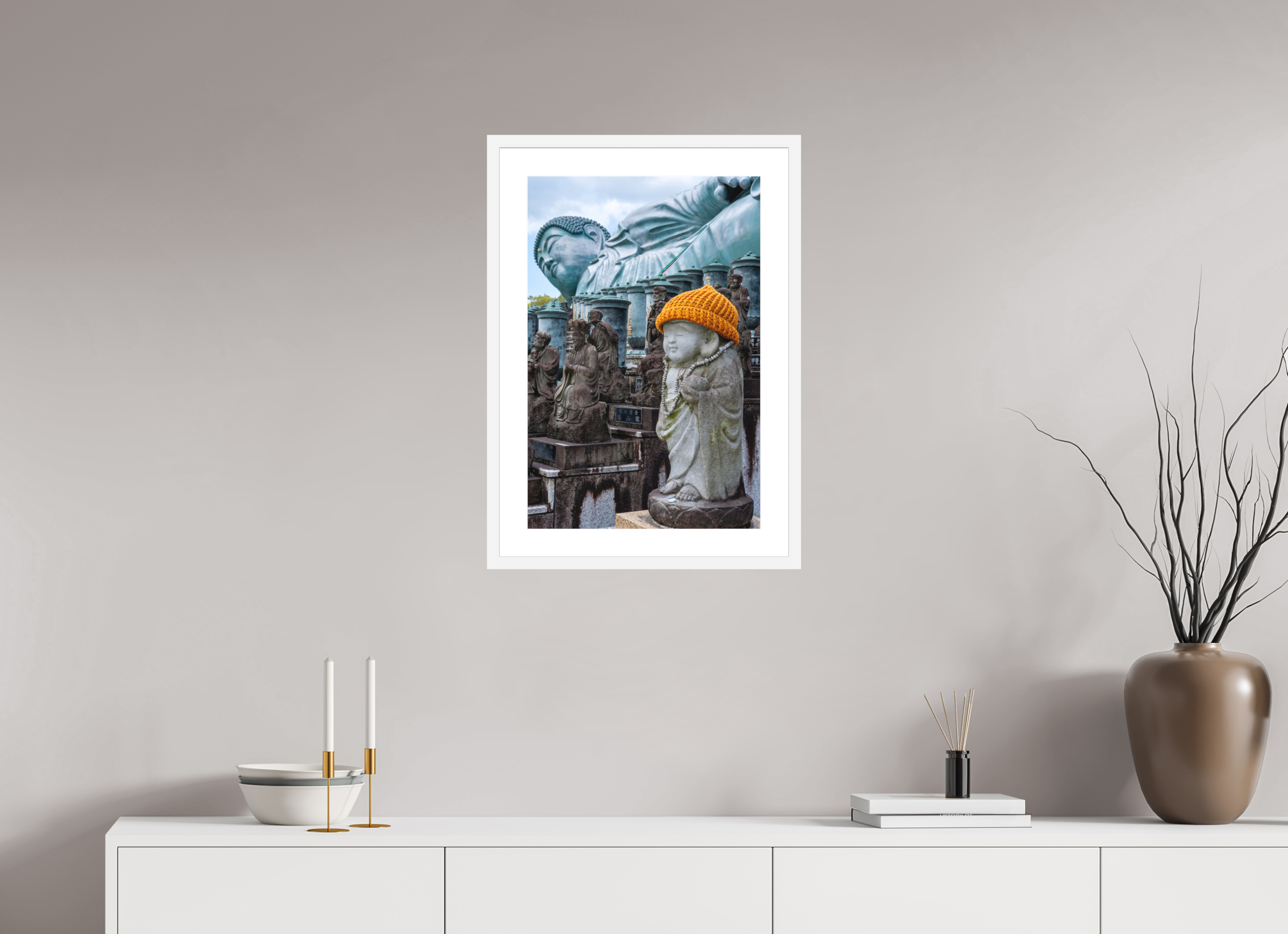 16 x 24″, White Museum Glass Buddha Beanie