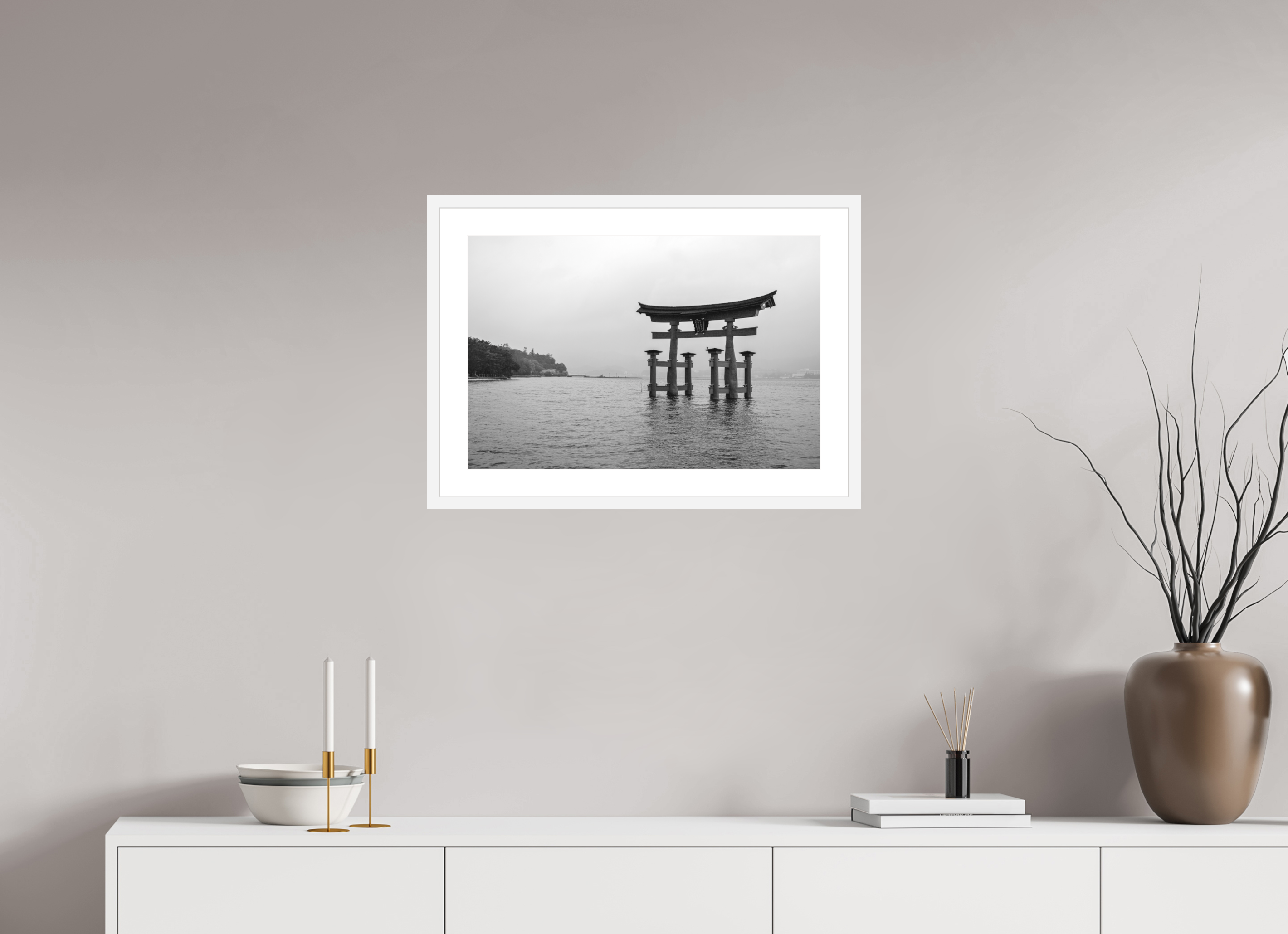 24 x 16″, White Museum Glass Floating Torii
