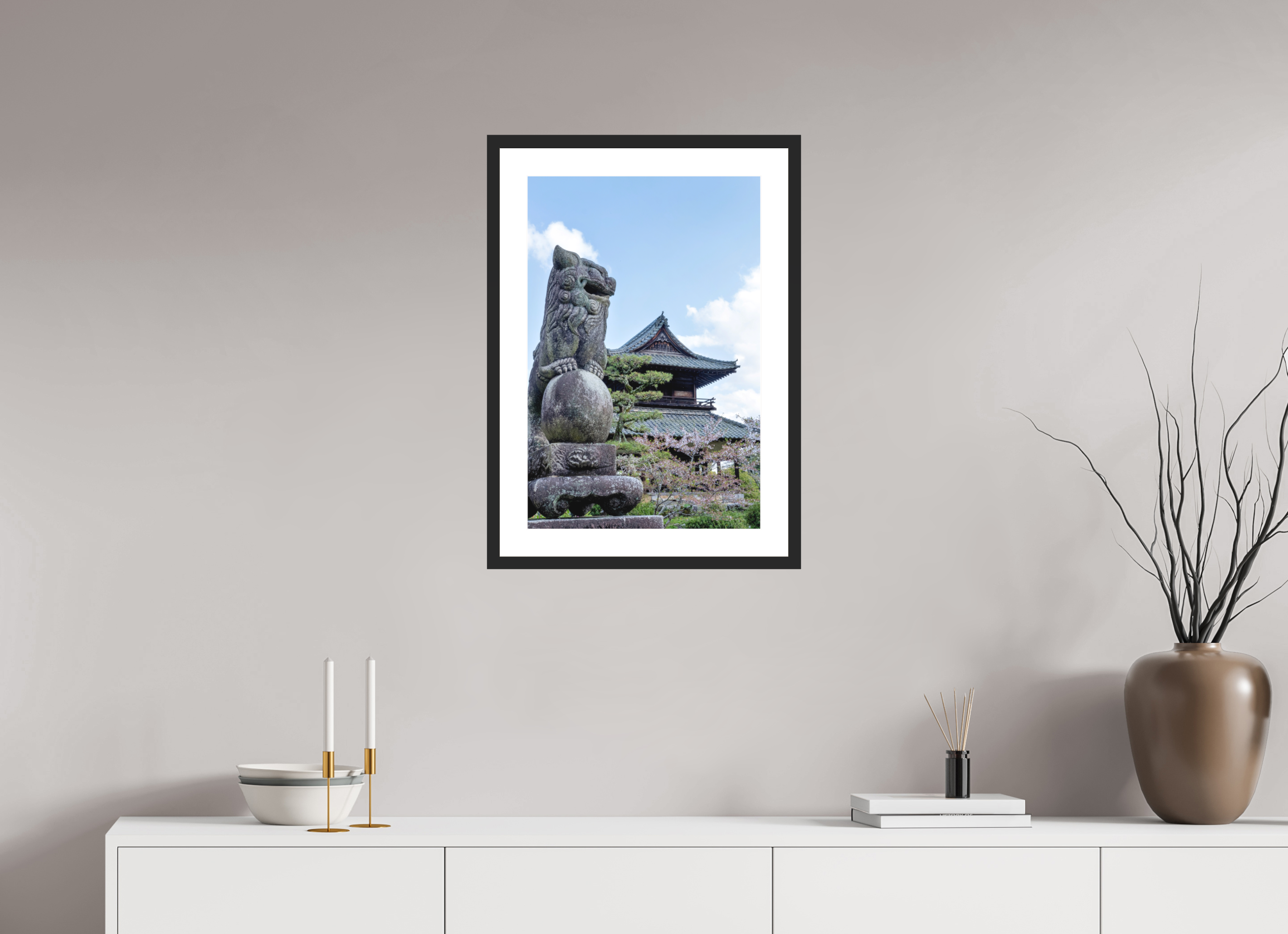 16 x 24″, Black Matte Museum Glass Temple Guardian