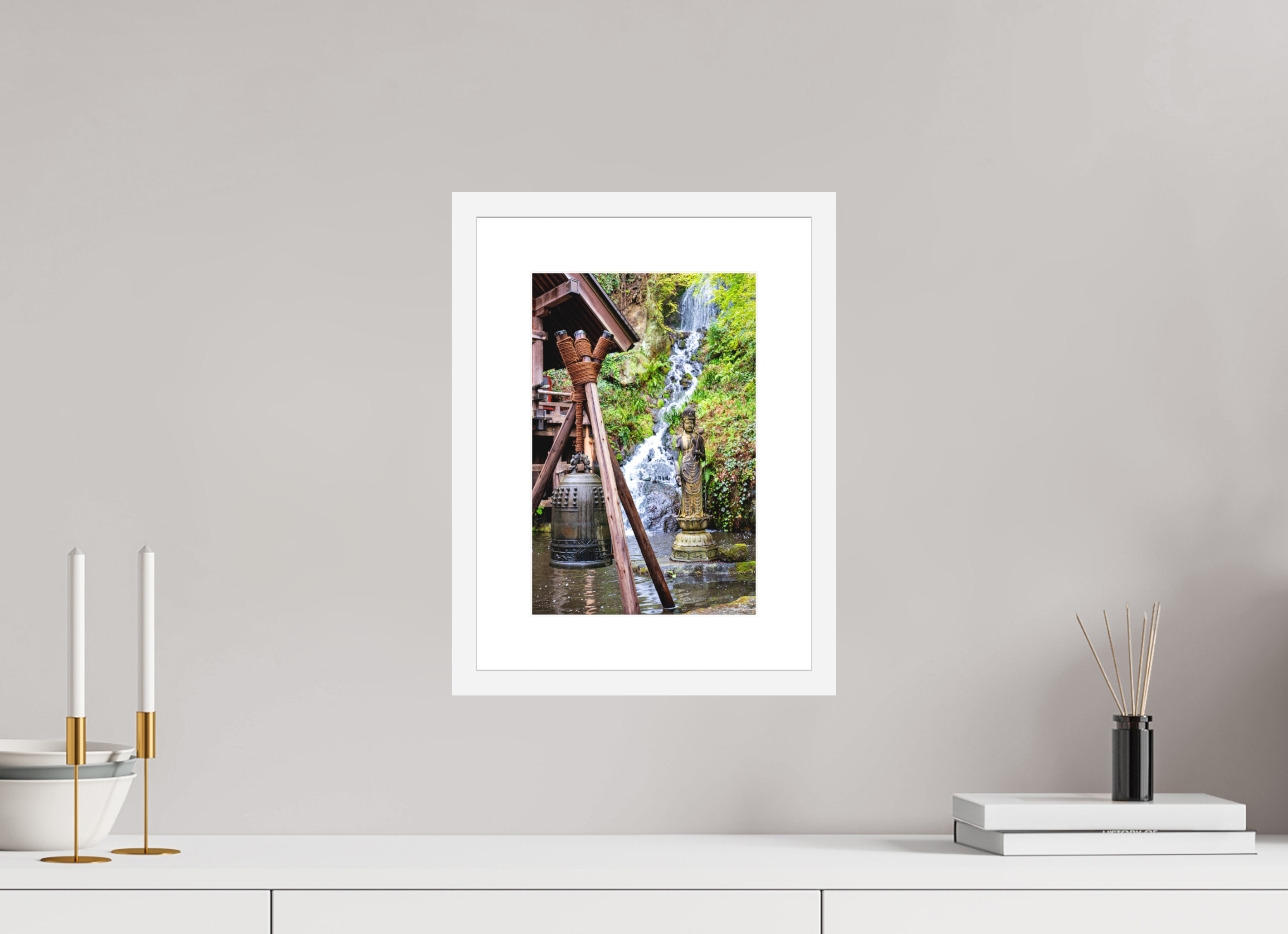 8 x 12″, White Frame Iwakuni Falls