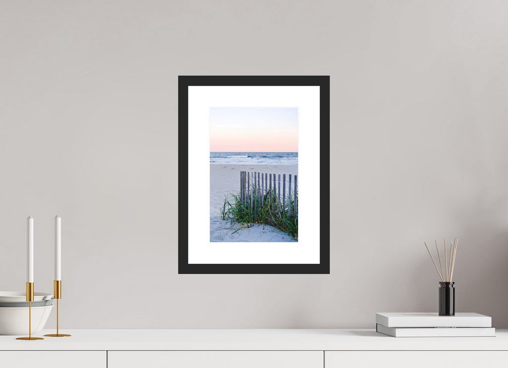 8 x 12″, Black Matte Frame Beach Fence