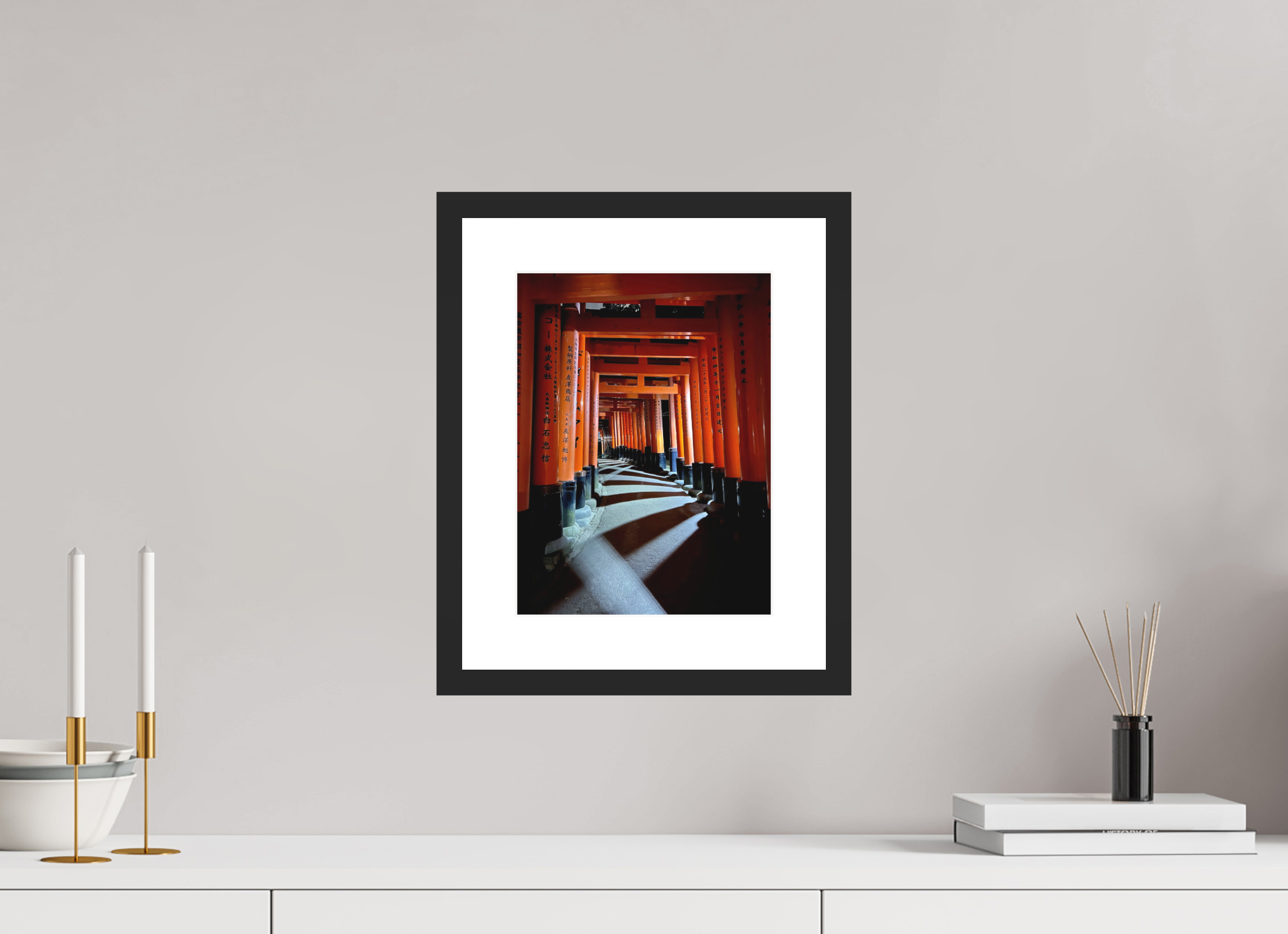 9 x 12″, Black Matte Frame Shadows in Kyoto