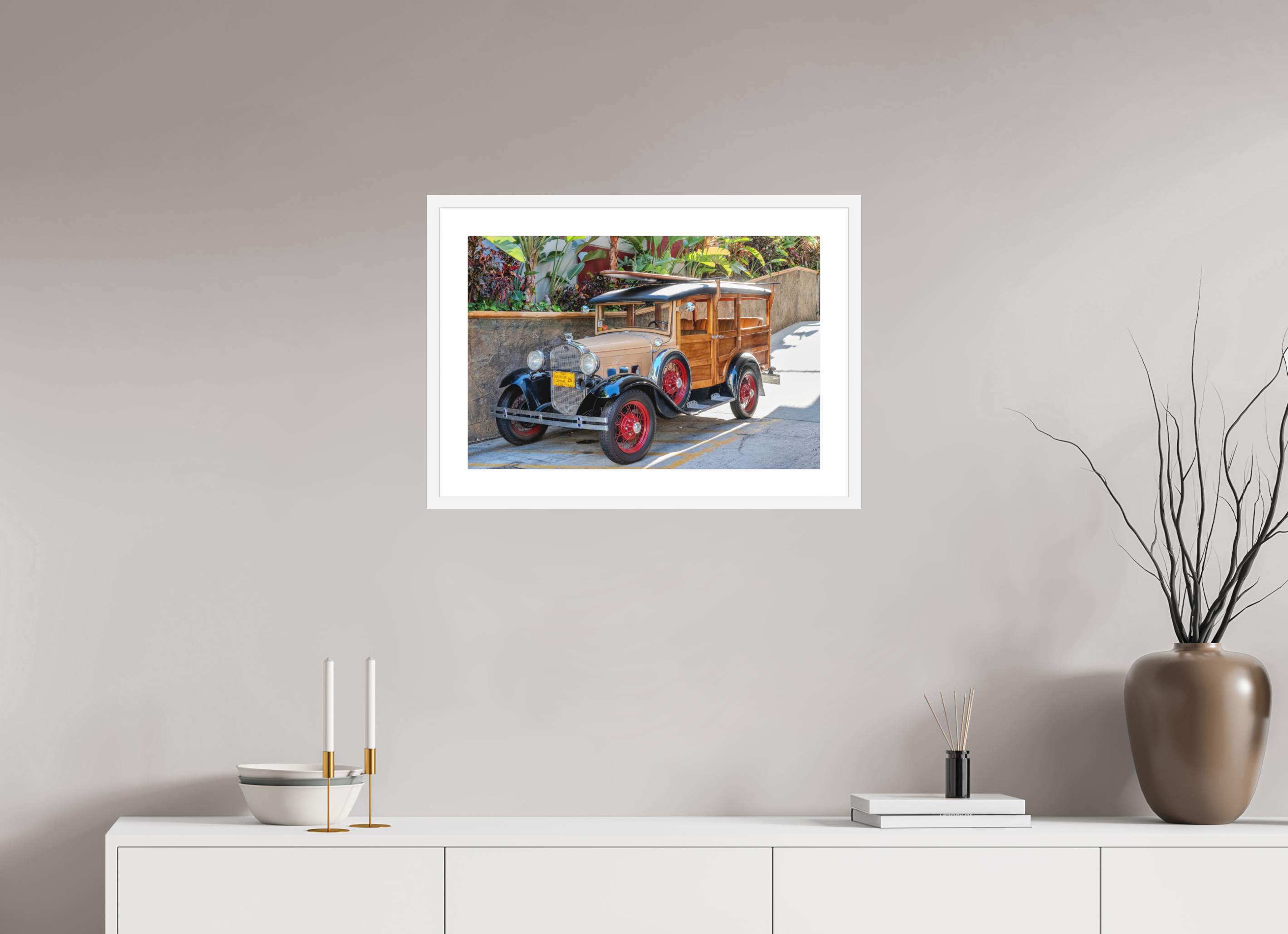 24 x 16″, White Frame Hawaiian Wagon