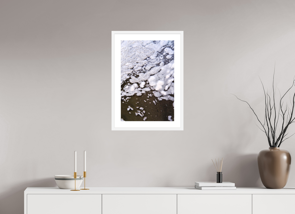 16 x 24″, White Frame Sea Foam