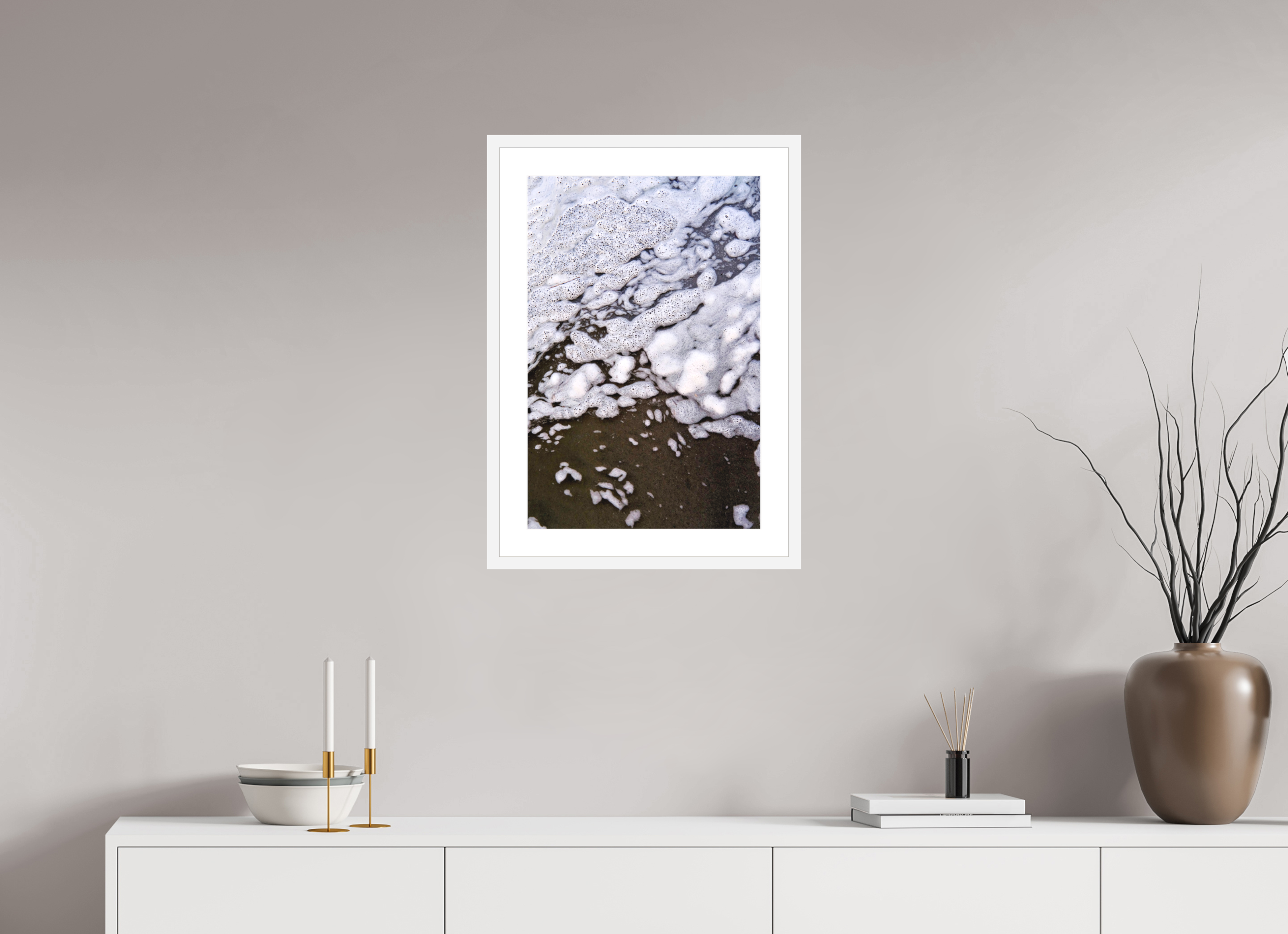16 x 24″, White Frame Sea Foam