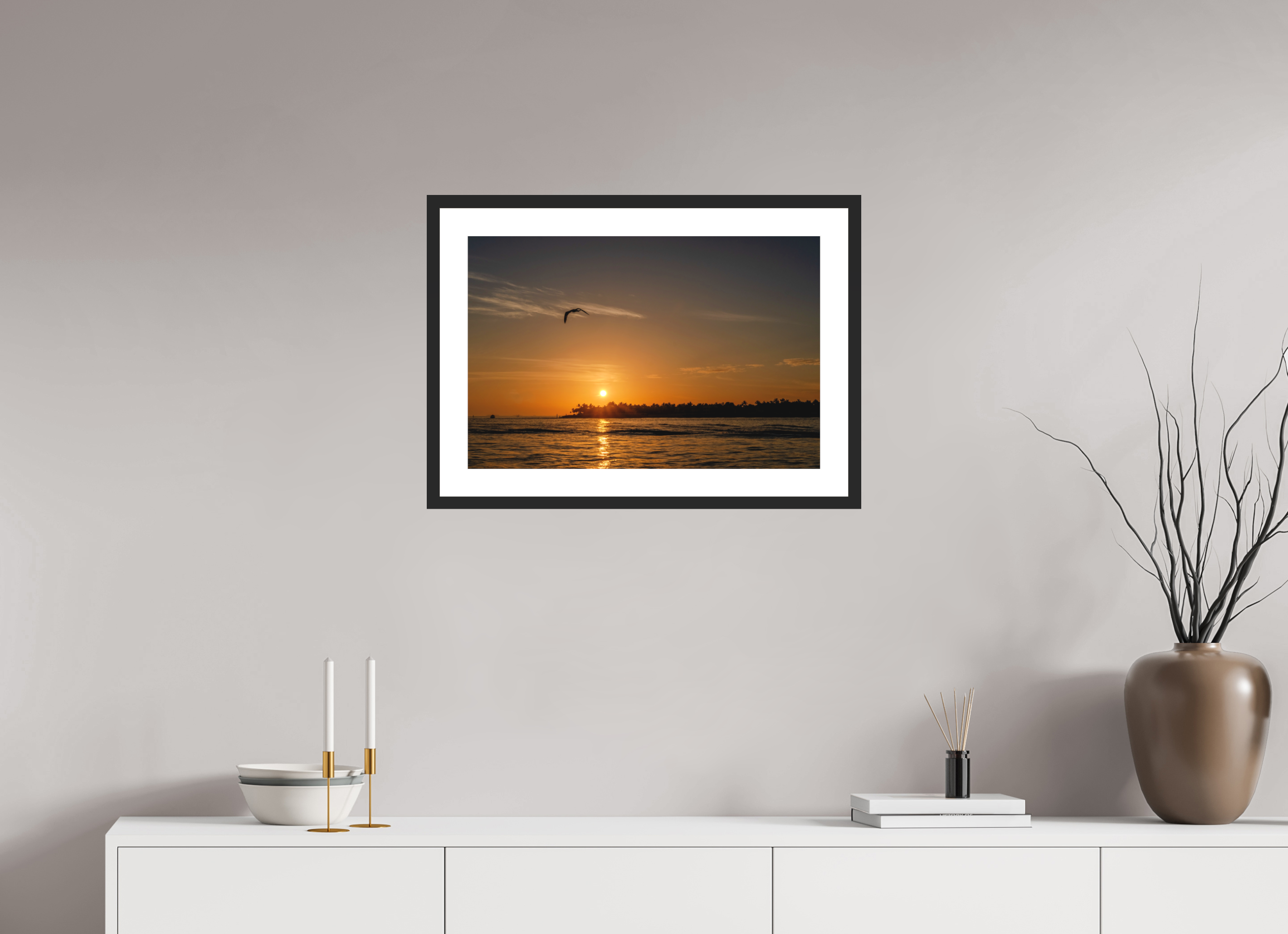 24 x 16″, Black Matte Frame Southernmost Point Sunset