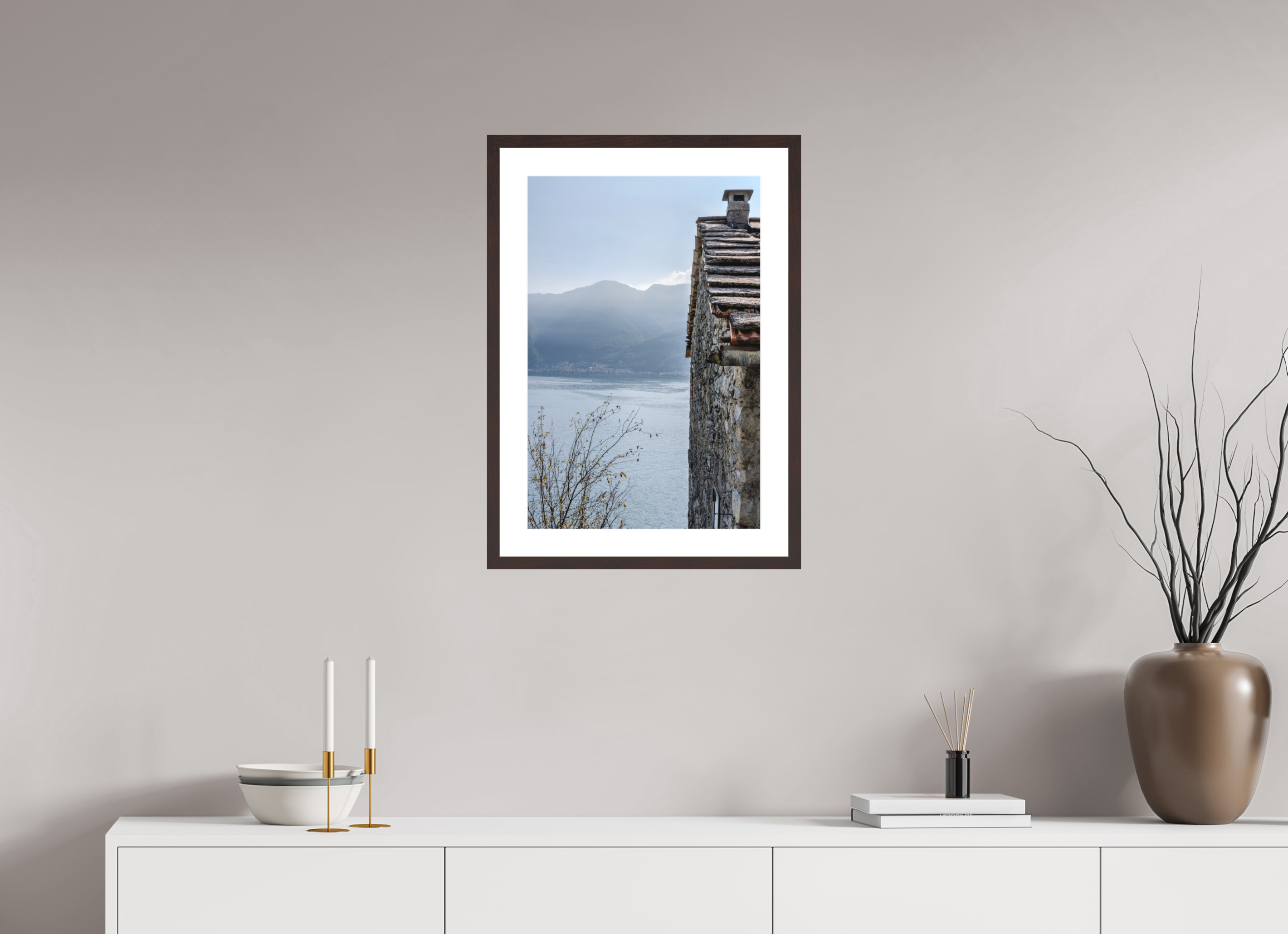 16 x 24″, Brown Frame Como House