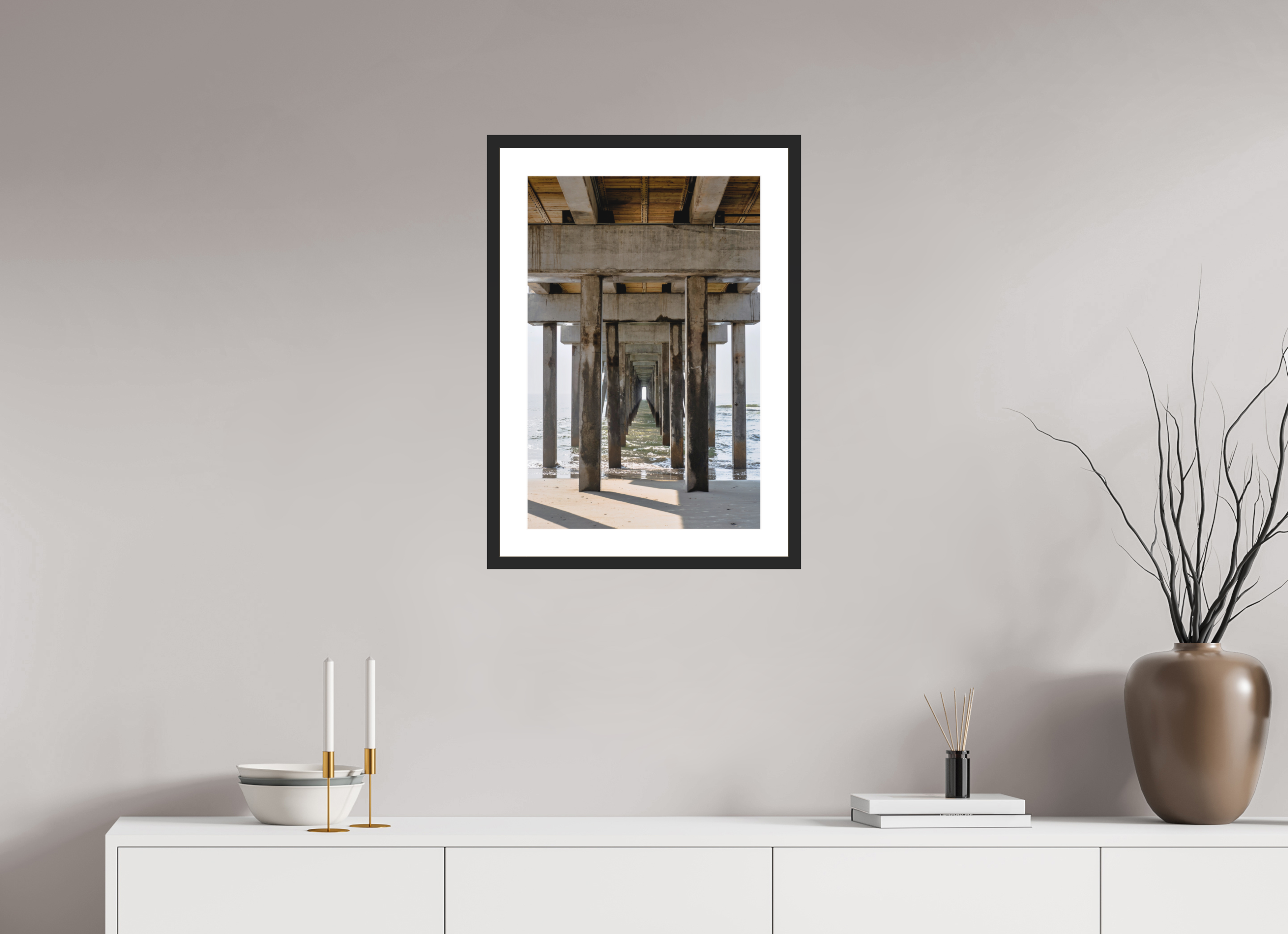 16 x 24″, Black Matte Frame Under the Pier
