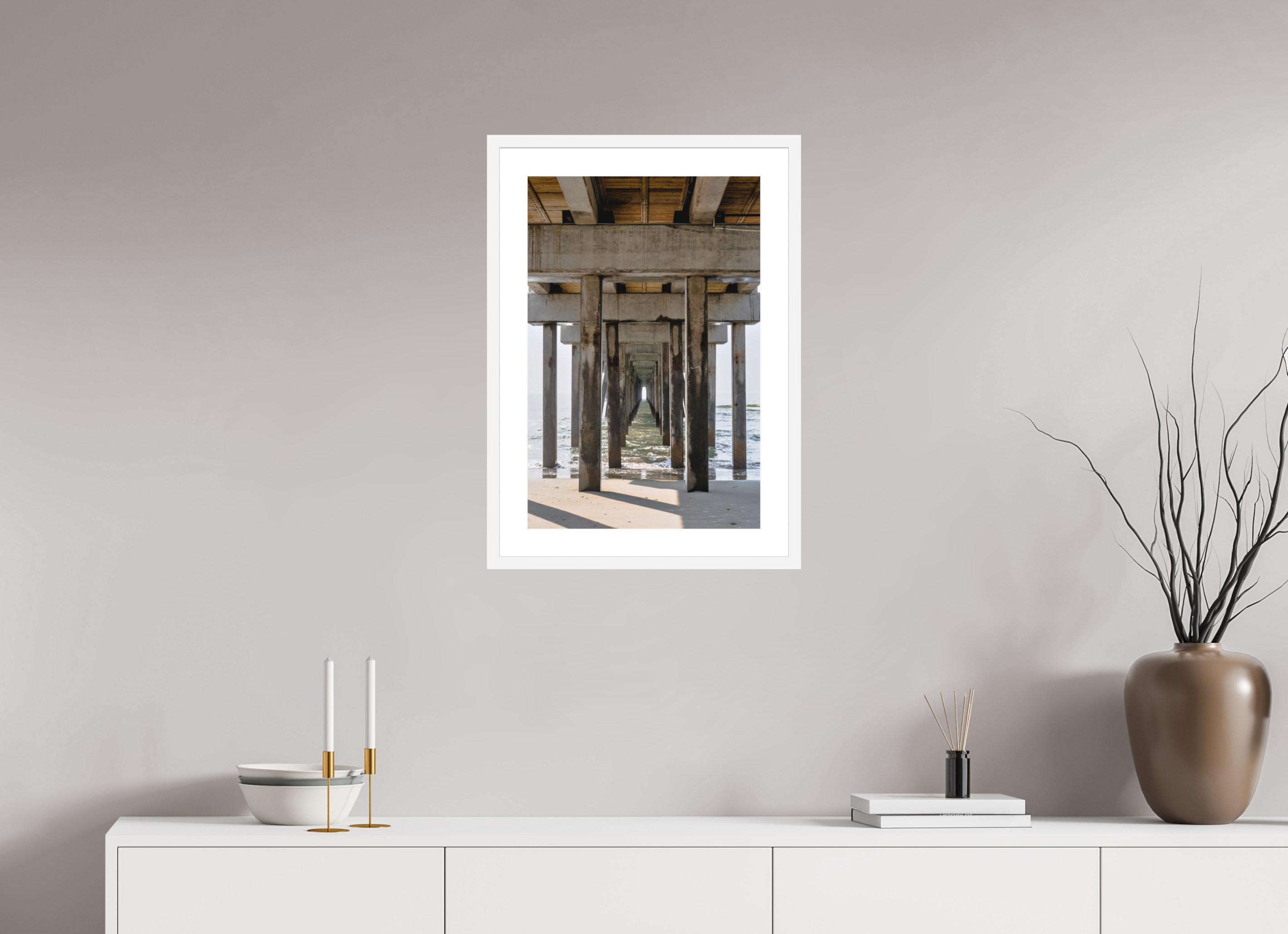 16 x 24″, White Frame Under the Pier