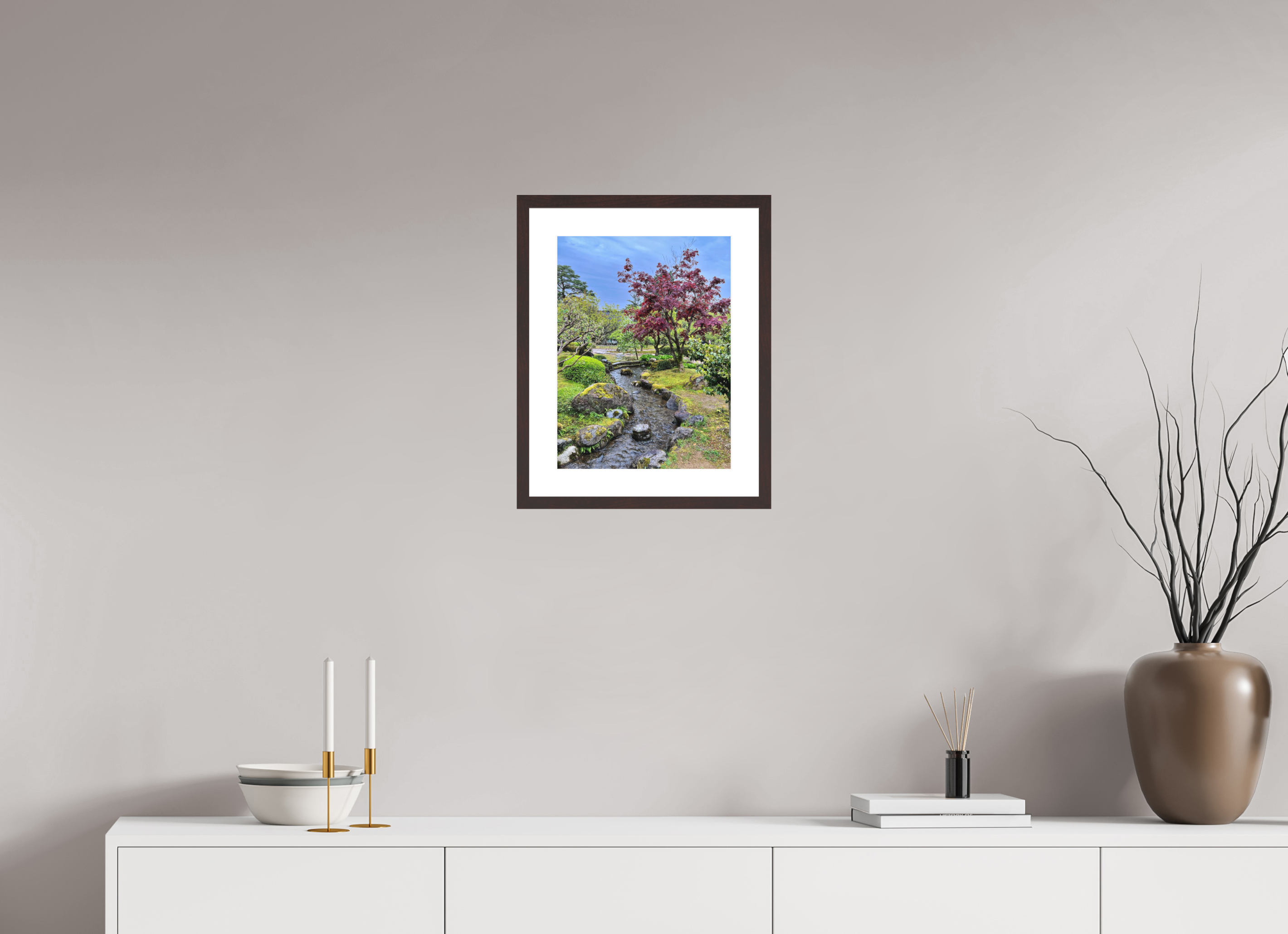 12 x 16″, Brown Frame Kanazawa Garden