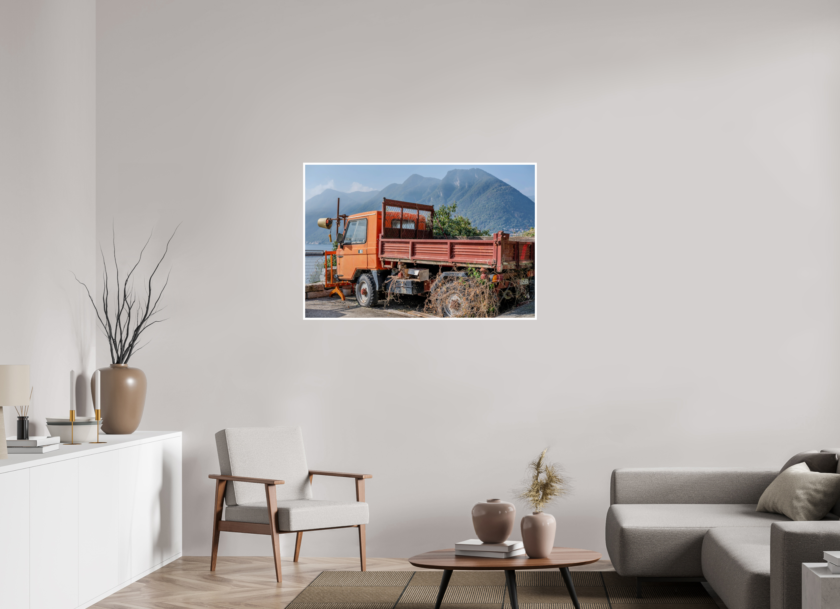 45 x 30″, Print Only Forgotten Trucks View