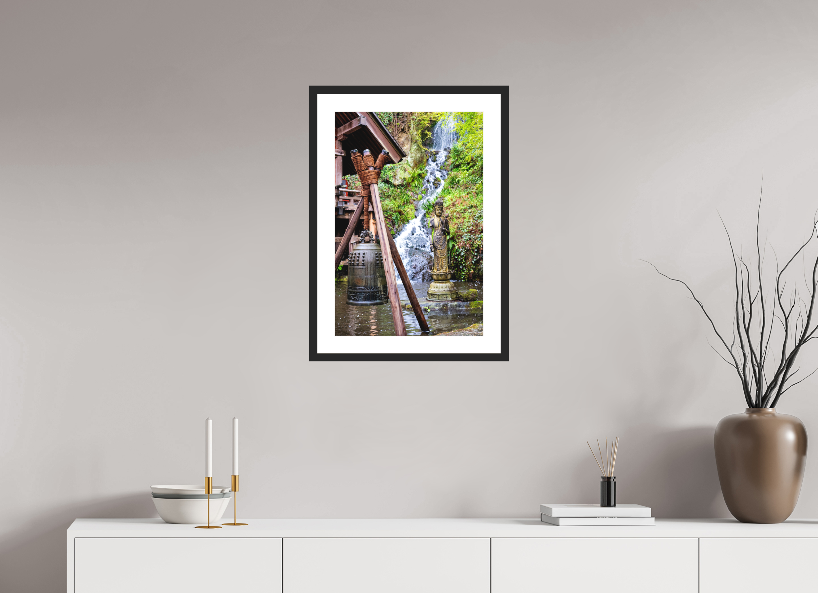 16 x 24″, Black Matte Museum Glass Bell and Waterfall