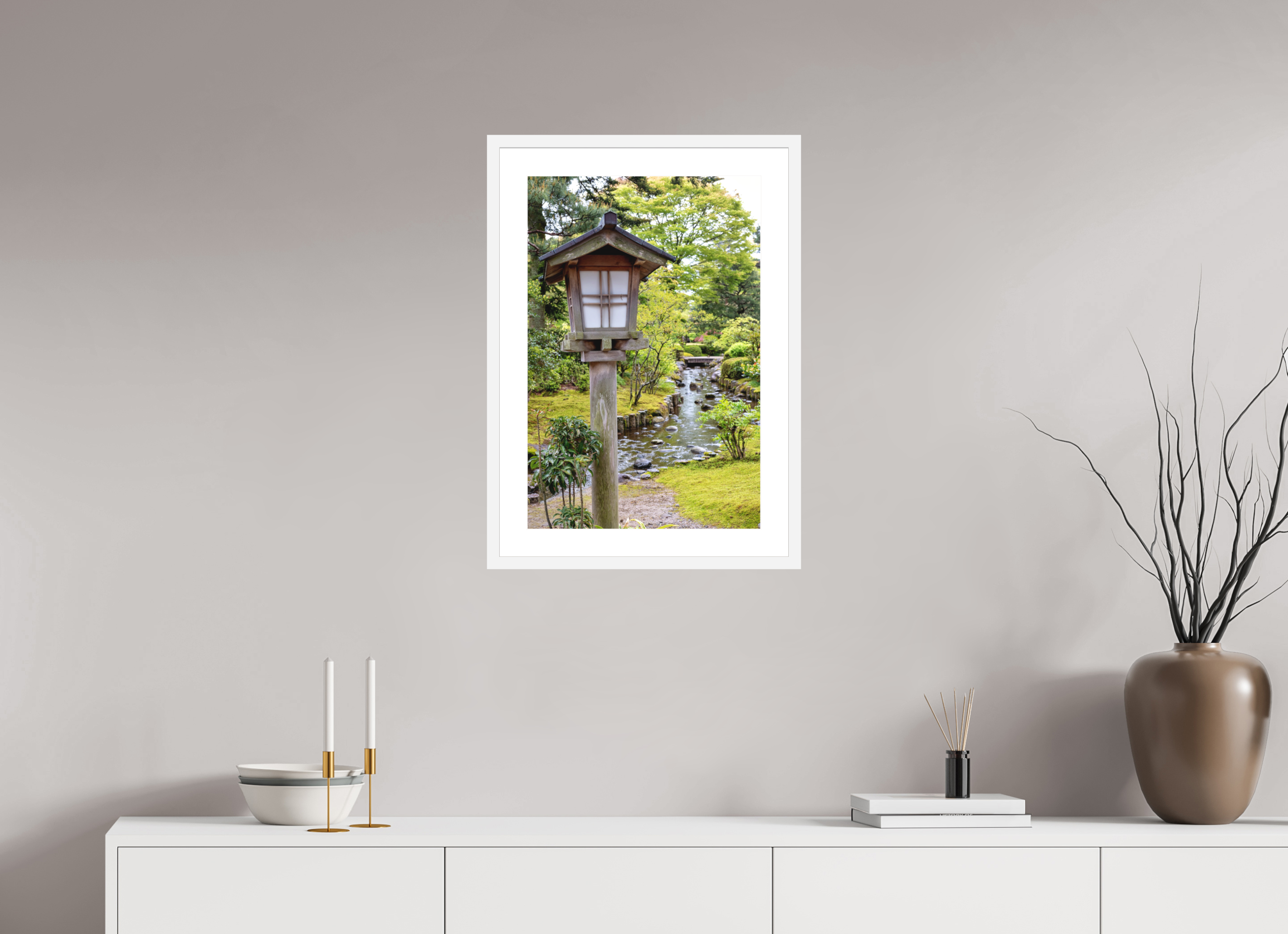 16 x 24″, White Frame Kanazawa Lantern