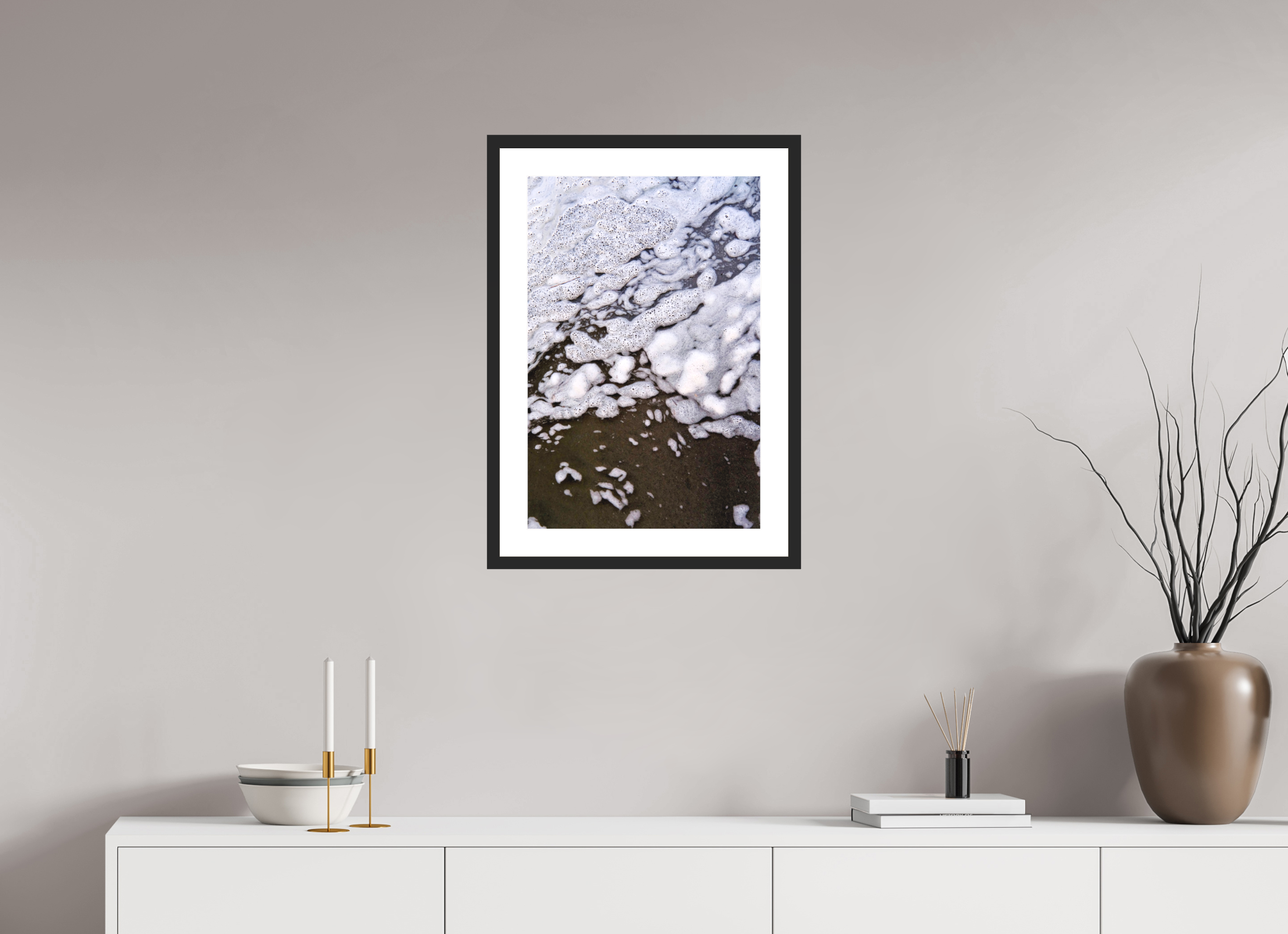16 x 24″, Black Matte Frame Sea Foam