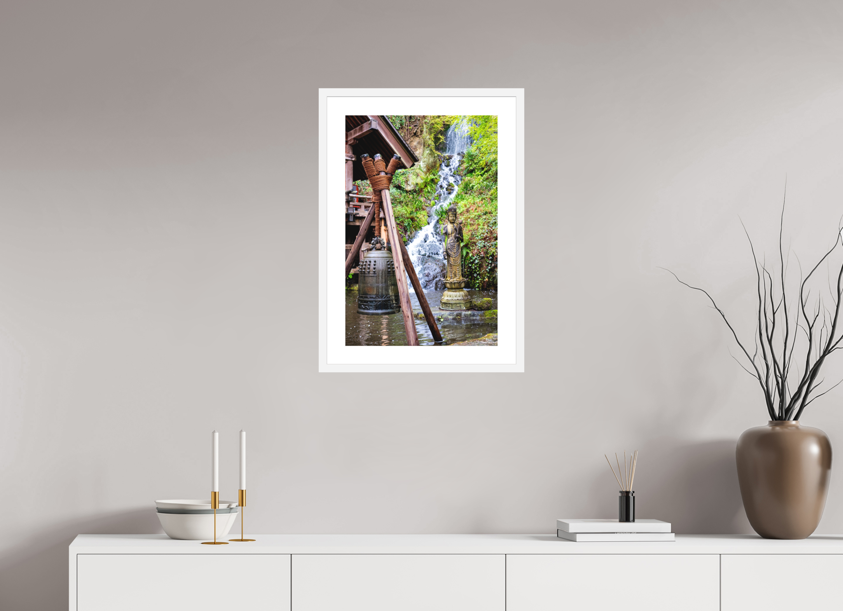 16 x 24″, White Museum Glass Bell and Waterfall