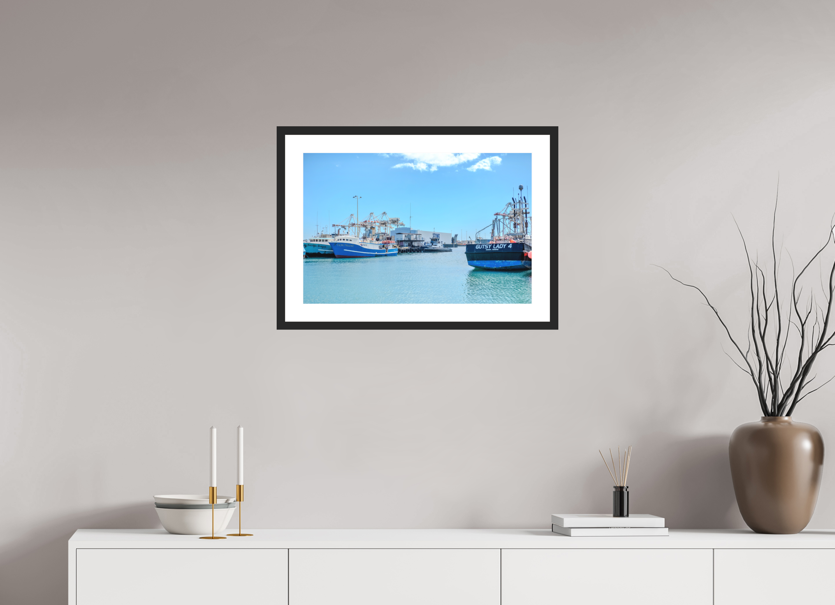 24 x 16″, Black Matte Frame Honolulu Marina