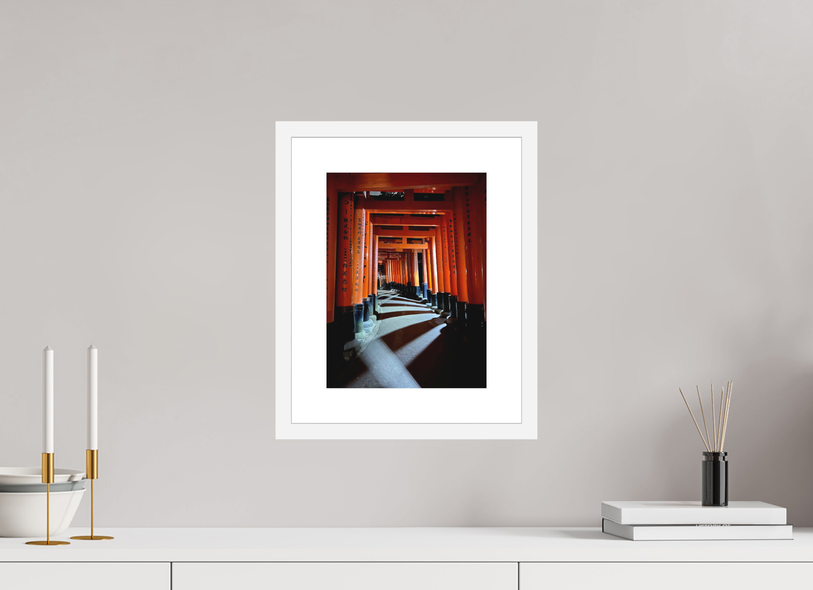 9 x 12″, White Frame Shadows in Kyoto