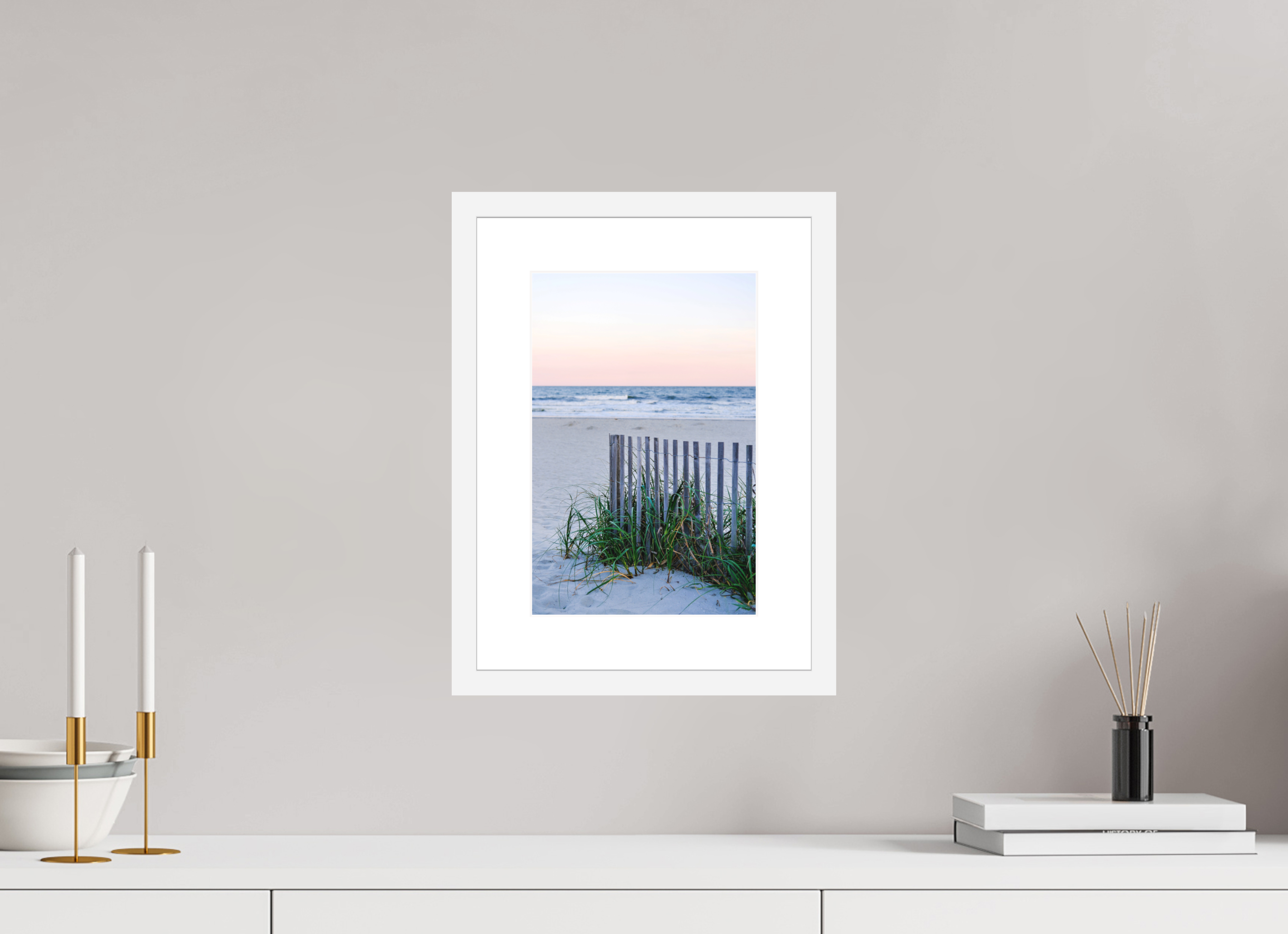8 x 12″, White Frame Beach Fence