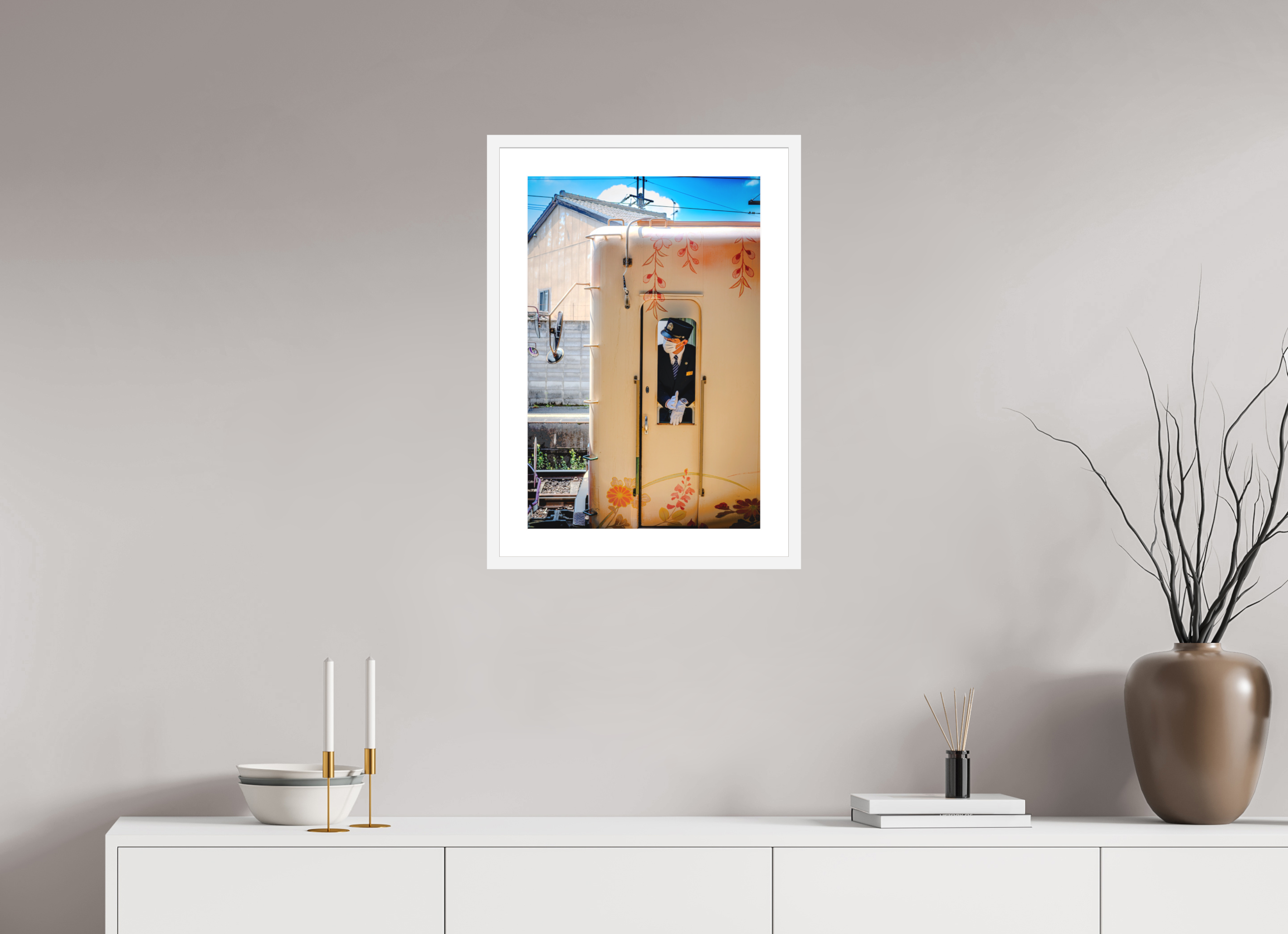 16 x 24″, White Museum Glass Between Departures