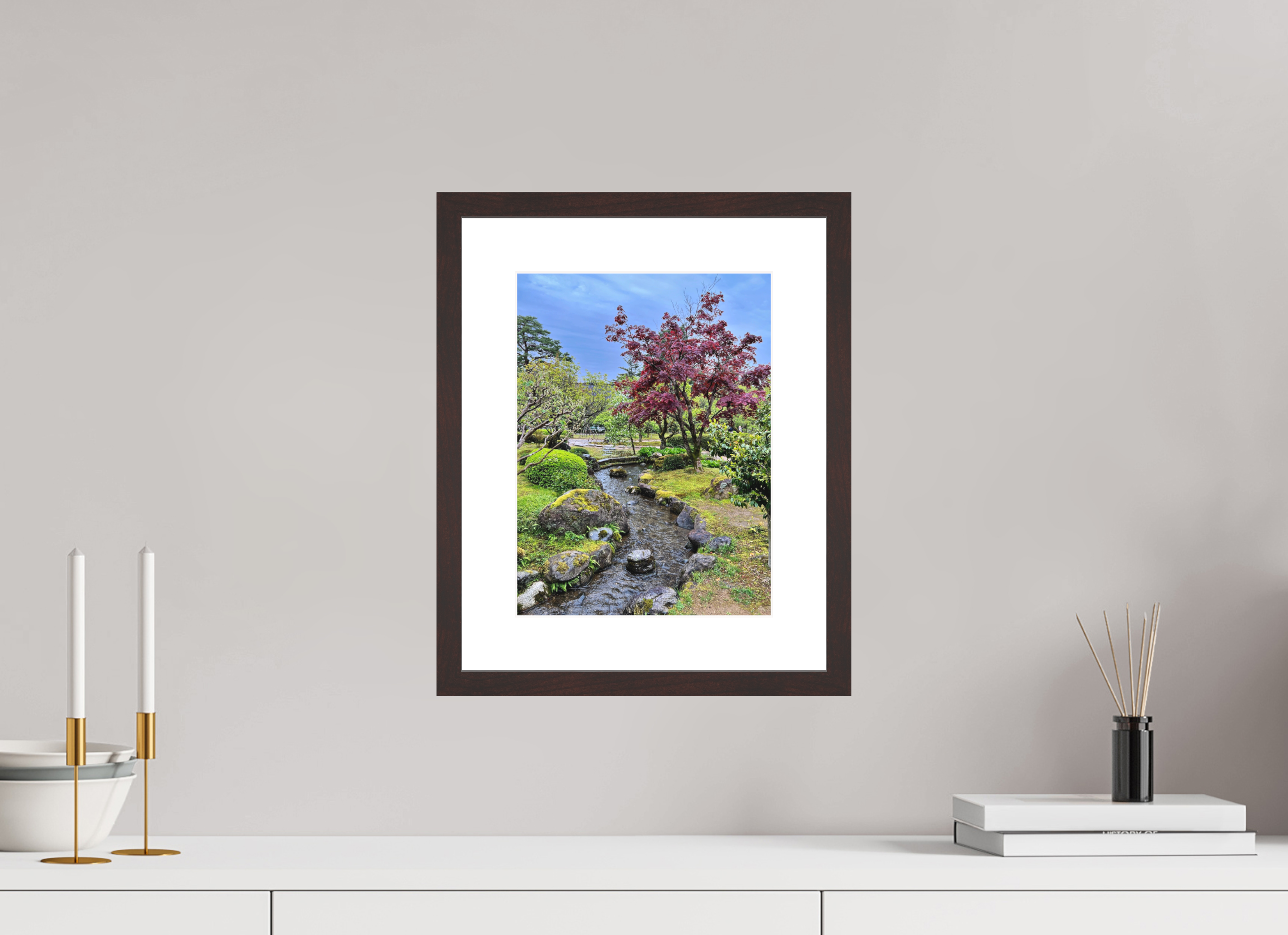 9 x 12″, Brown Frame Kanazawa Garden