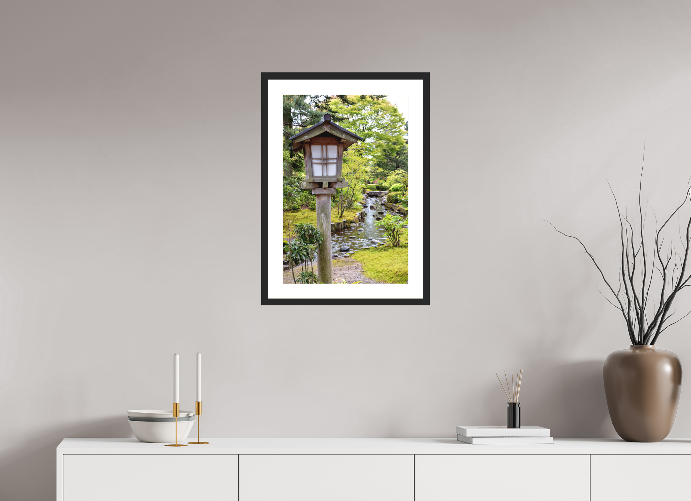 16 x 24″, Black Matte Frame Kanazawa Lantern
