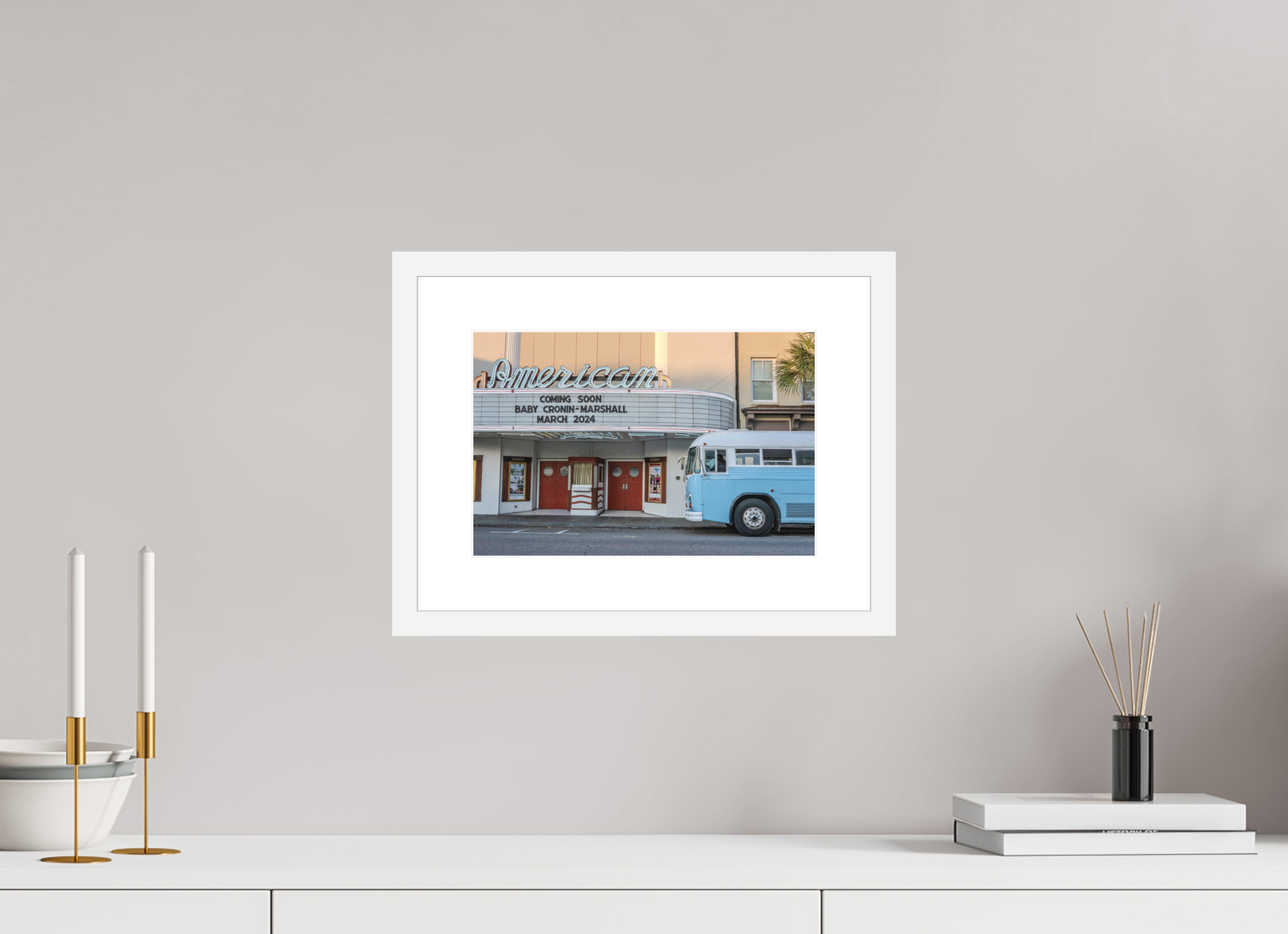 12 x 8″, White Frame American Theater