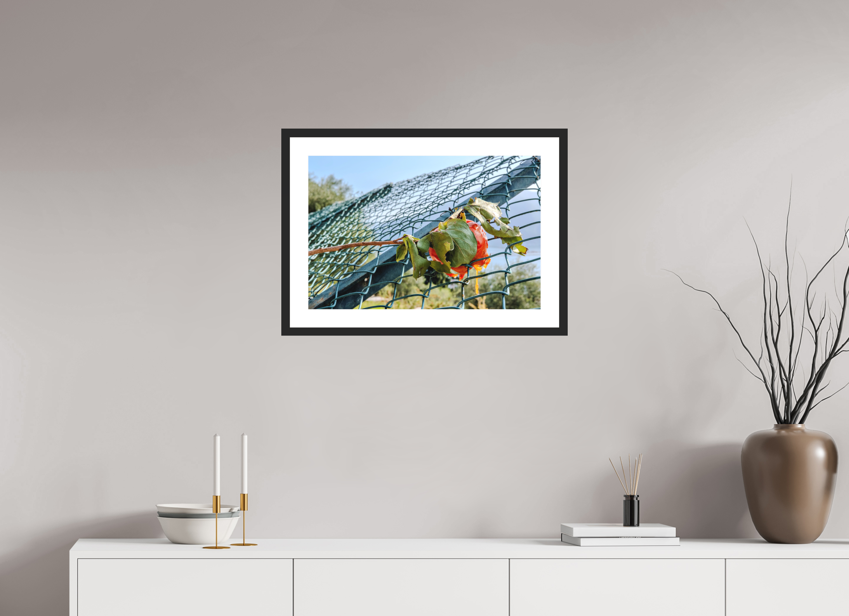 24 x 16″, Black Matte Museum Glass Persimmon