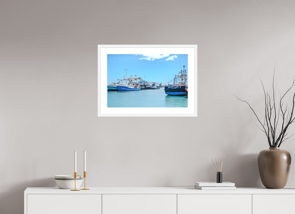24 x 16″, White Frame Honolulu Marina