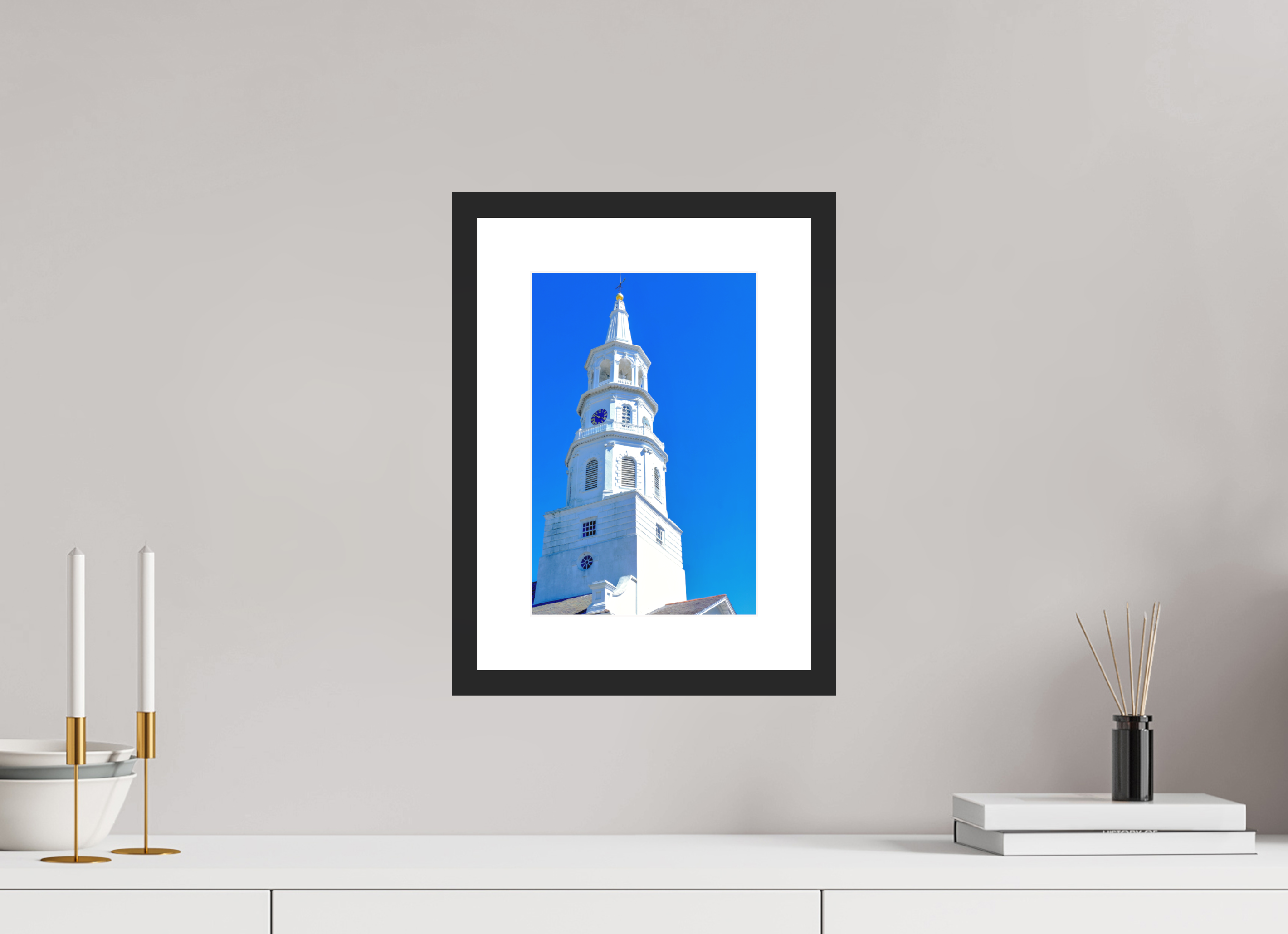 8 x 12″, Black Matte Frame Clock Tower